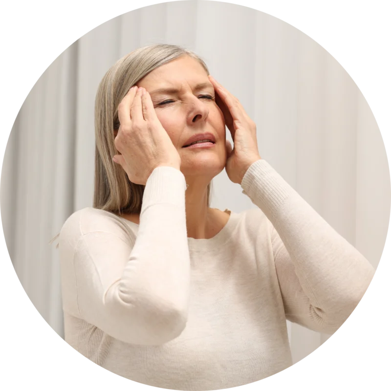 Philara-Depresja menopauzalna kobieta w średnim wieku trzyma się za głowę